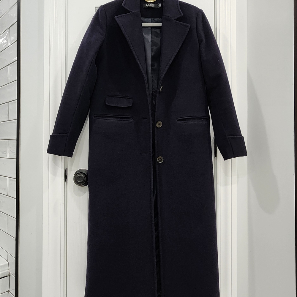 Ralph Lauren Women's Classic Black Wool Coat